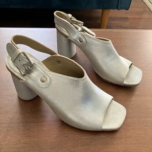 Rachel Comey silver leather slingback heels